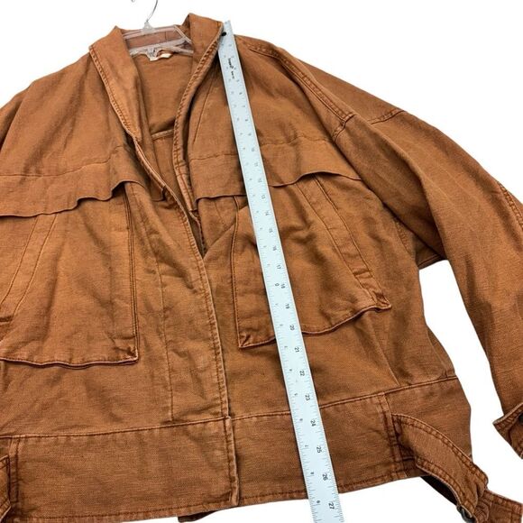 Free People Utility Cargo Jacket Burnt Orange Tan Sz M - Picture 8 of 15